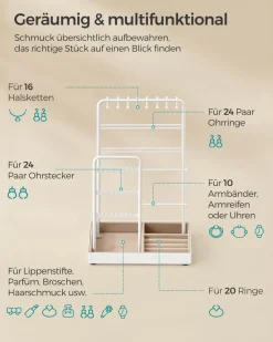 Schmuckschränke|Schmuckschränke<SONGMICS Schmuckständer Metallrahmen Geschenkidee weiß