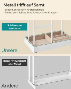 Schmuckschränke|Schmuckschränke<SONGMICS Schmuckständer Metallrahmen Geschenkidee weiß