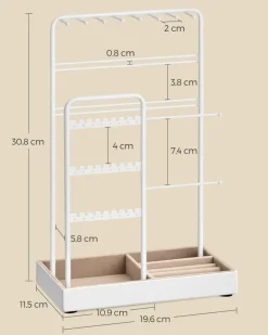Schmuckschränke|Schmuckschränke<SONGMICS Schmuckständer Metallrahmen Geschenkidee weiß