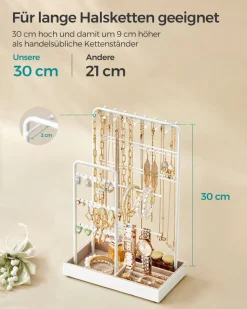 Schmuckschränke|Schmuckschränke<SONGMICS Schmuckständer Metallrahmen Geschenkidee weiß