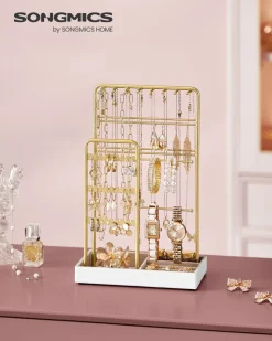 Schmuckschränke|Schmuckschränke<SONGMICS Schmuckständer Metallrahmen Geschenkidee weiß