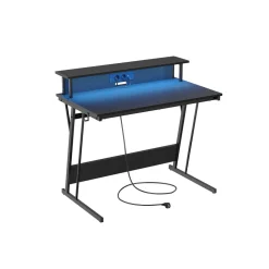 Computertische<SONGMICS Schreibtisch mit Steckdosenleiste 60 x 100 x 76 cm rußschwarz