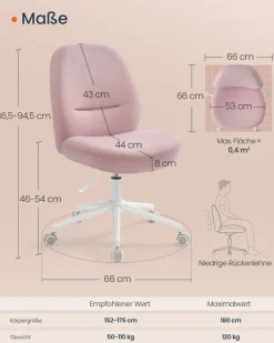 Arbeitshocker|Chefsessel<SONGMICS Schreibtischstuhl mit Sitzfläche und Fußkreuz taubengrau