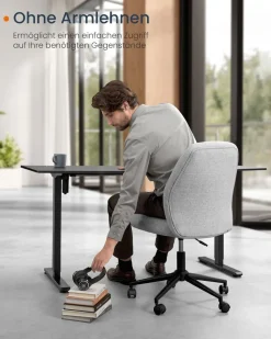 Arbeitshocker|Chefsessel<SONGMICS Schreibtischstuhl mit Sitzfläche und Fußkreuz taubengrau