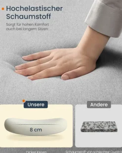 Arbeitshocker|Chefsessel<SONGMICS Schreibtischstuhl mit Sitzfläche und Fußkreuz taubengrau