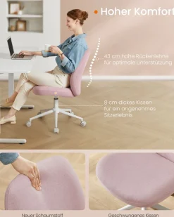 Arbeitshocker|Chefsessel<SONGMICS Schreibtischstuhl mit Sitzfläche und Fußkreuz taubengrau
