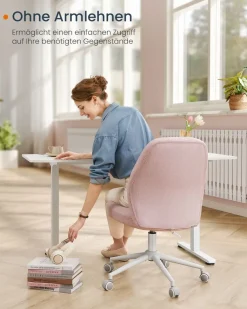 Arbeitshocker|Chefsessel<SONGMICS Schreibtischstuhl mit Sitzfläche und Fußkreuz taubengrau