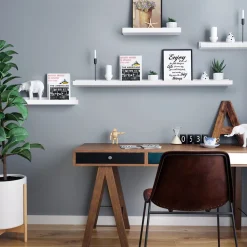 Regale|Flurregale<SONGMICS Schwebende Bilderleiste Weiß Weiβ