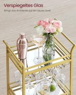 Servierwagen<SONGMICS Servierwagen 3 Ebenen mit Rollen goldfarben