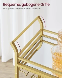 Servierwagen<SONGMICS Servierwagen 3 Ebenen mit Rollen goldfarben