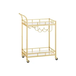 Servierwagen<SONGMICS Servierwagen 2 verspiegelte Glasablagen goldfarben