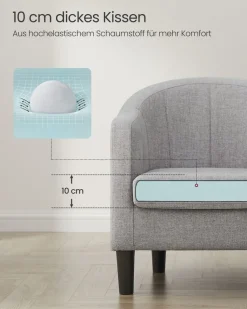 Sofas & Couches<SONGMICS Sessel Bezug aus Leinenimitat modern grau