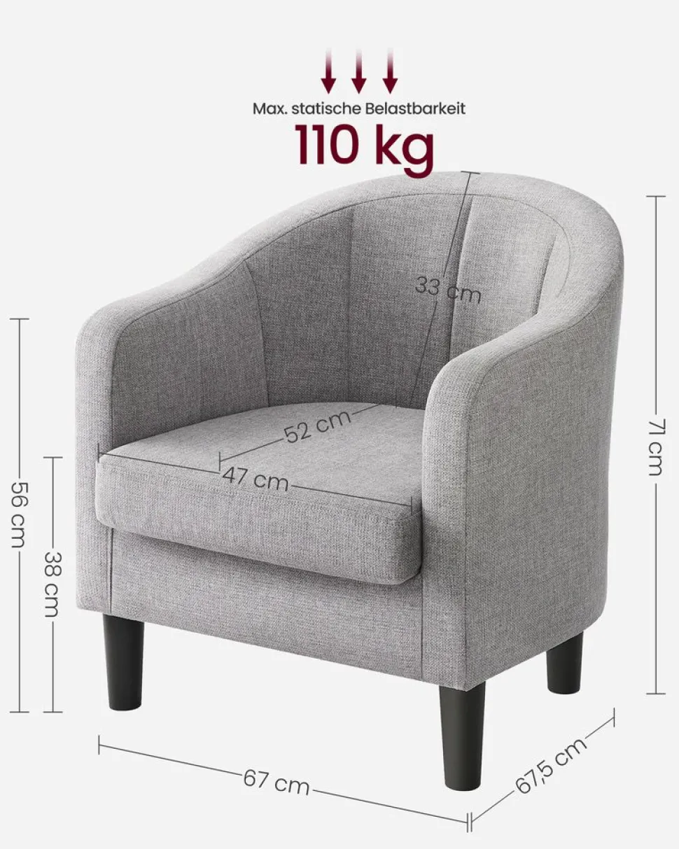 Sofas & Couches<SONGMICS Sessel Bezug aus Leinenimitat modern grau