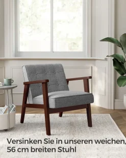 Sessel<SONGMICS Sessel, Relaxsessel, Fernsehsessel, Armlehnen und Beine aus Massivholz