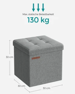 Eingangsbereich|Sitzbänke<SONGMICS Sitzhocker mit Stauraum 30 x 30 x 30 cm