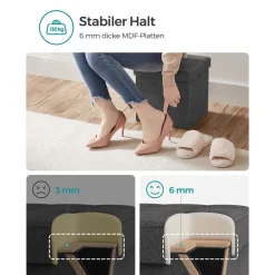 Eingangsbereich|Sitzbänke<SONGMICS Sitzhocker mit Stauraum 30 x 30 x 30 cm