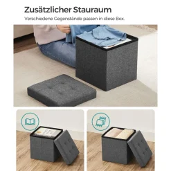 Eingangsbereich|Sitzbänke<SONGMICS Sitzhocker mit Stauraum 30 x 30 x 30 cm