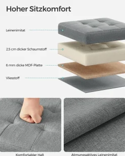 Eingangsbereich|Sitzbänke<SONGMICS Sitzhocker mit Stauraum 30 x 30 x 30 cm