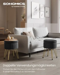 Arbeitshocker|Sitztruhen<SONGMICS Sitzhocker mit Stauraum und 4 Metallbeinen tintenschwarz