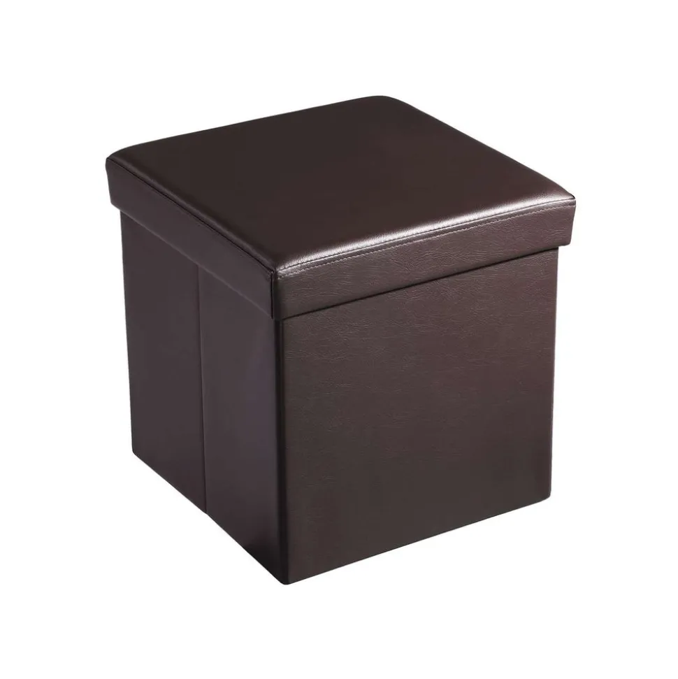 Betttruhen|Sitztruhen<SONGMICS Sitzwürfel Kunstleder Dunkelbraun