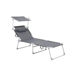 Campingstühle|Sonnenliegen<SONGMICS Sonnenliege mit Blende Grau