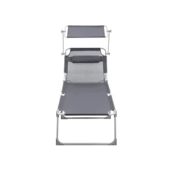 Campingstühle|Sonnenliegen<SONGMICS Sonnenliege mit Blende Grau