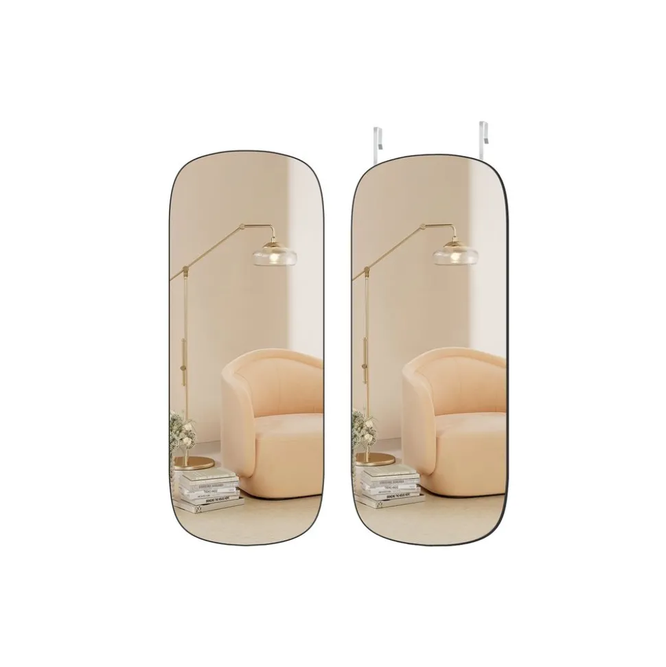 Kosmetikspiegel|Kosmetikspiegel<SONGMICS Spiegel Wand 120 x 47 cm mit gebogener Ecke und Rahmenlos