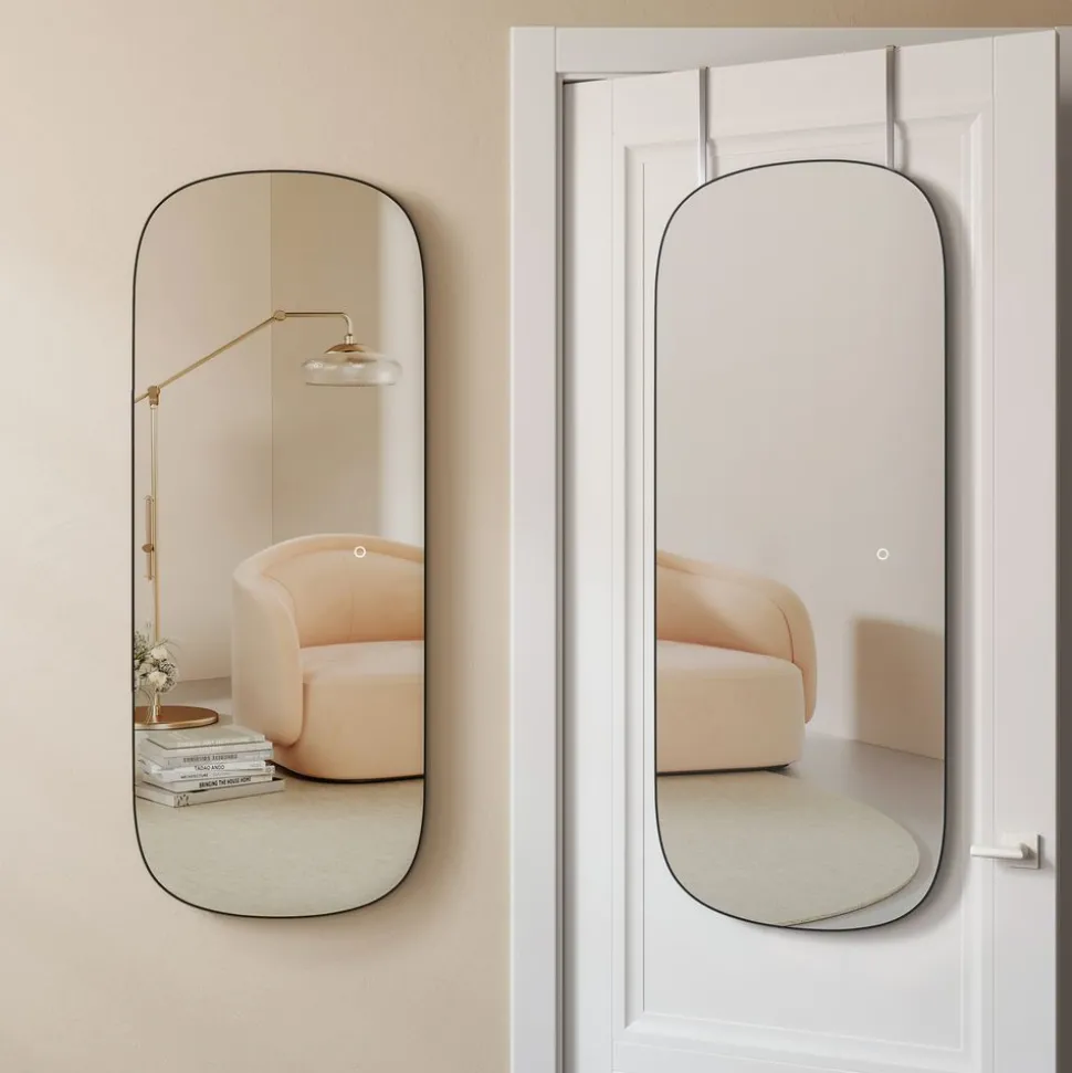 Kosmetikspiegel|Kosmetikspiegel<SONGMICS Spiegel Wand 120 x 47 cm mit gebogener Ecke und Rahmenlos