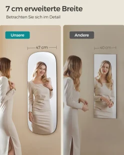 Kosmetikspiegel|Kosmetikspiegel<SONGMICS Spiegel Wand 120 x 47 cm mit gebogener Ecke und Rahmenlos