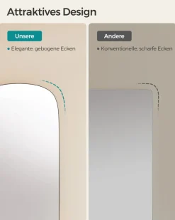 Kosmetikspiegel|Kosmetikspiegel<SONGMICS Spiegel Wand 120 x 47 cm mit gebogener Ecke und Rahmenlos