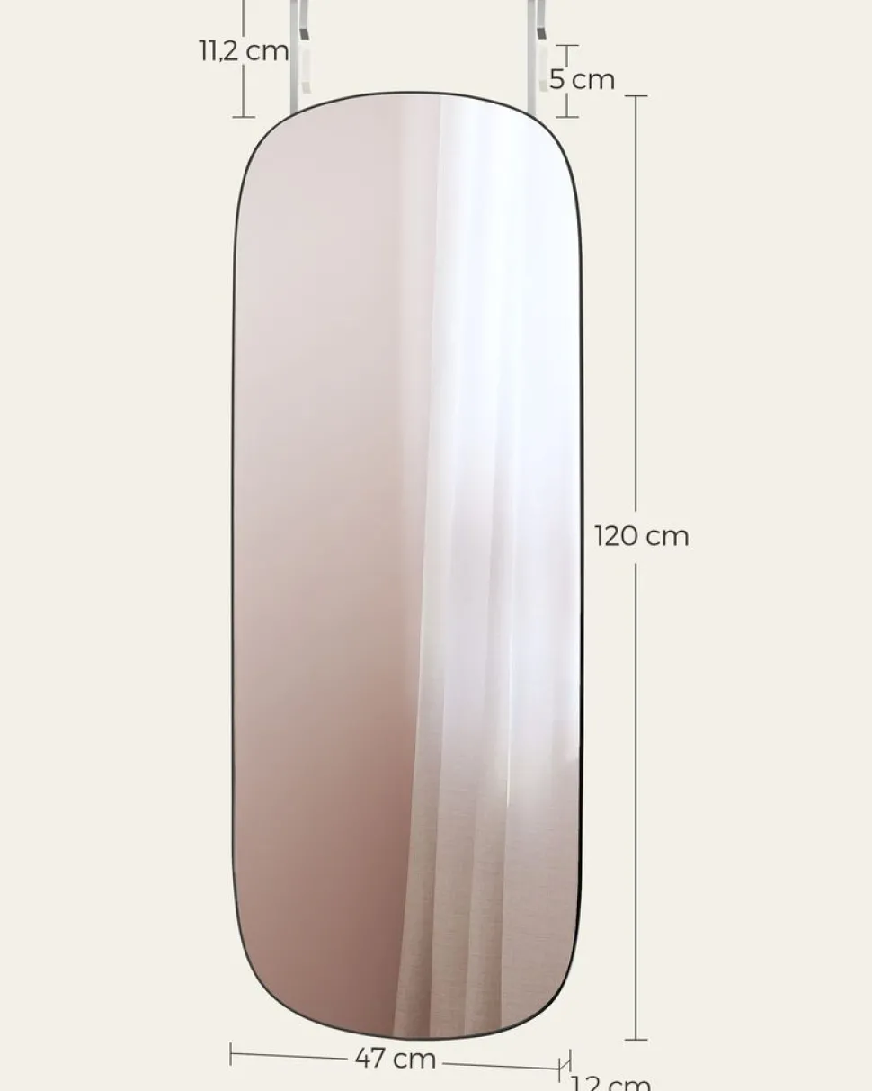 Kosmetikspiegel|Kosmetikspiegel<SONGMICS Spiegel Wand 120 x 47 cm mit gebogener Ecke und Rahmenlos