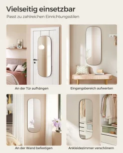 Kosmetikspiegel|Kosmetikspiegel<SONGMICS Spiegel Wand 120 x 47 cm mit gebogener Ecke und Rahmenlos