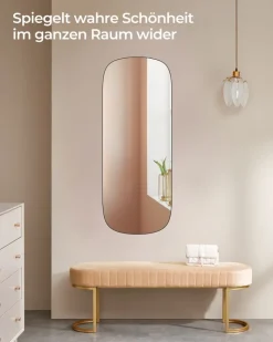 Kosmetikspiegel|Kosmetikspiegel<SONGMICS Spiegel Wand 120 x 47 cm mit gebogener Ecke und Rahmenlos