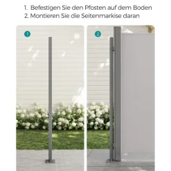 Markisen-Zubehör<SONGMICS Standpfosten für Markisenkasten Grau