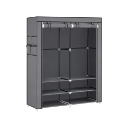 Kleiderschränke<SONGMICS Stoffschrank mit 2 Kleiderstangen und 4 Seitentaschen