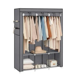Kleiderschränke<SONGMICS Stoffschrank mit 3 Kleiderstangen und 4 Seitentaschen