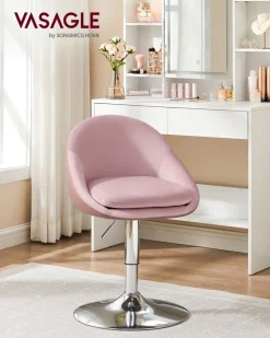 Barhocker<SONGMICS Stuhl verstellbar mit Rückenlehne und Sockel pastellrosa