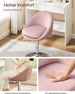 Barhocker<SONGMICS Stuhl verstellbar mit Rückenlehne und Sockel pastellrosa