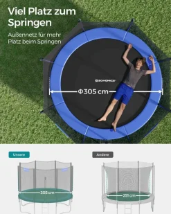 Trampoline<SONGMICS Trampolin Ø 305 cm Schwarz-Blau