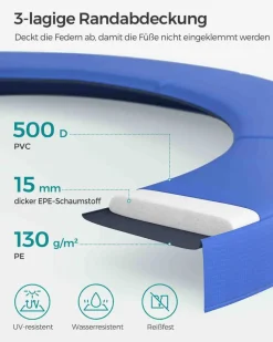 Trampoline<SONGMICS Trampolin Ø 305 cm Schwarz-Blau