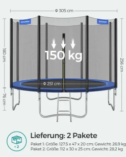 Trampoline<SONGMICS Trampolin Ø 305 cm Schwarz-Blau