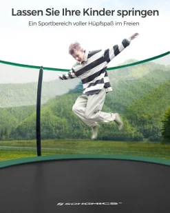 Trampoline<SONGMICS Trampolin Ø 427 cm mit innenliegendem Netz schwarz-dunkelgrün