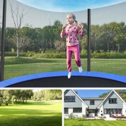 Trampoline<SONGMICS Trampolin Ø 183 cm Schwarz-Blau