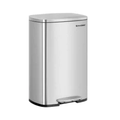 Mülleimer|Mülleimer<SONGMICS Treteimer aus Stahl mit Pedal Silbern