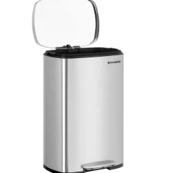 Mülleimer|Mülleimer<SONGMICS Treteimer aus Stahl mit Pedal Silbern