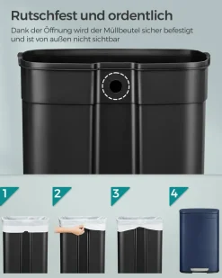 Mülleimer|Mülleimer<SONGMICS Treteimer aus Stahl mit Pedal Silbern