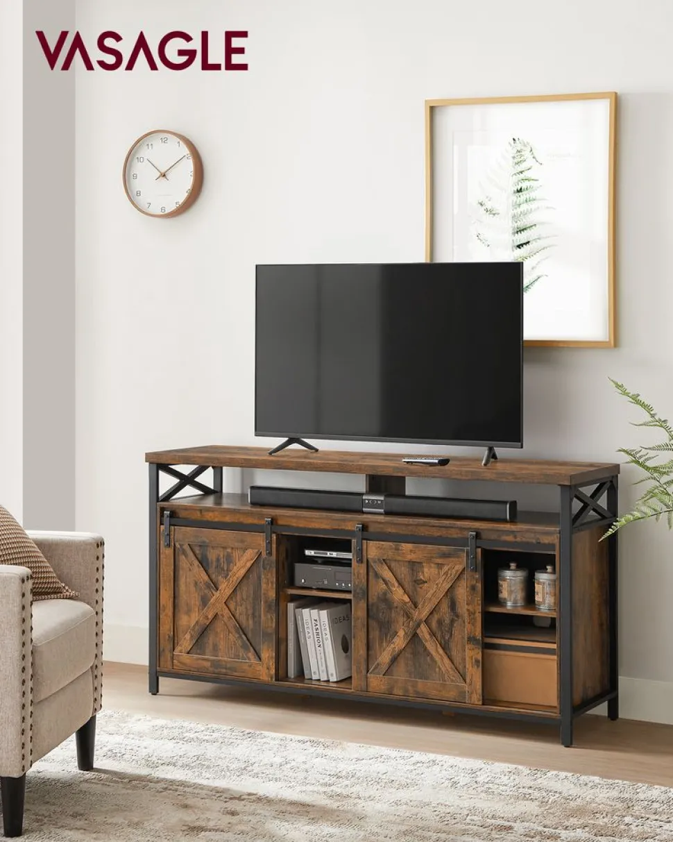 Tv-Lowboards<SONGMICS TV-Schrank Landhausstil Vintagebraun-Schwarz