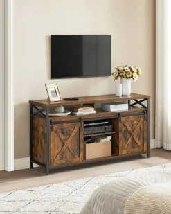 Tv-Lowboards<SONGMICS TV-Schrank Landhausstil Vintagebraun-Schwarz