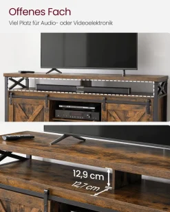 Tv-Lowboards<SONGMICS TV-Schrank Landhausstil Vintagebraun-Schwarz