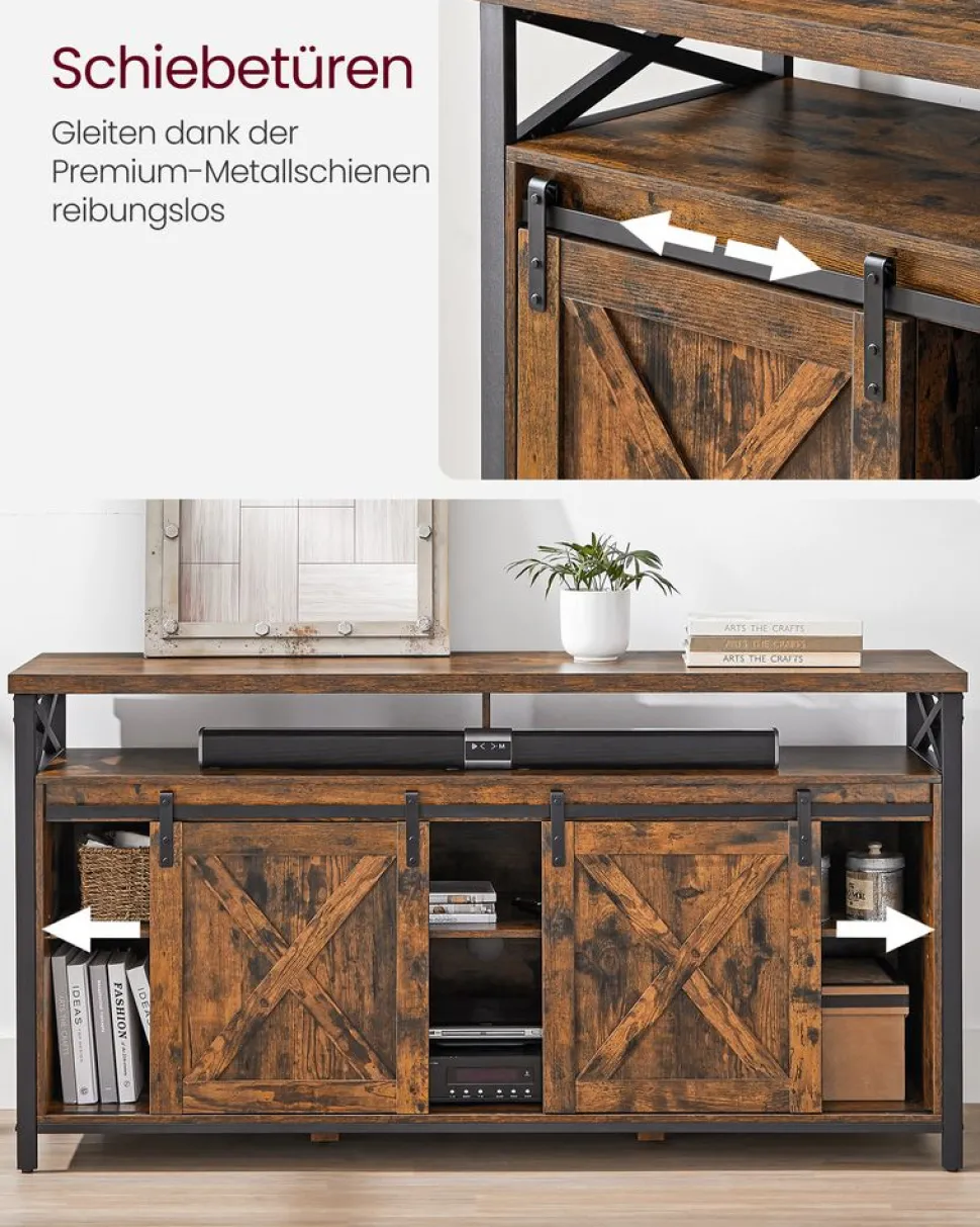 Tv-Lowboards<SONGMICS TV-Schrank Landhausstil Vintagebraun-Schwarz